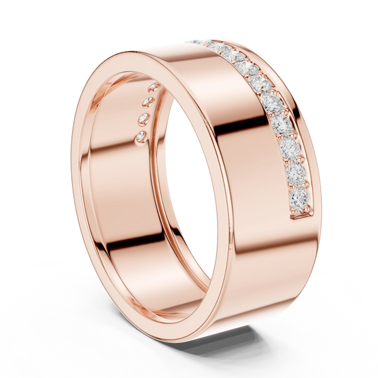 Round diamond pavé wedding band ring in rose gold
