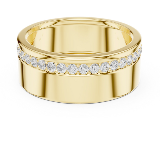 Round diamond pavé wedding band ring in yellow gold

