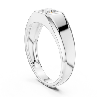 Princess diamond bezel signet ring in white gold
