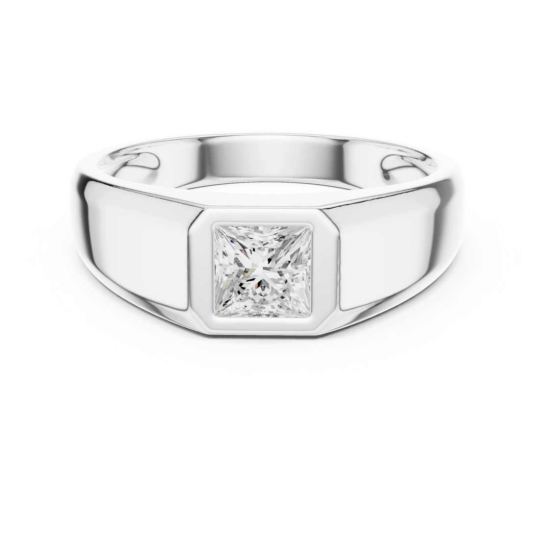 Princess Diamond Bezel Signet Ring