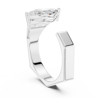 Marquise diamond open signet ring in white gold
