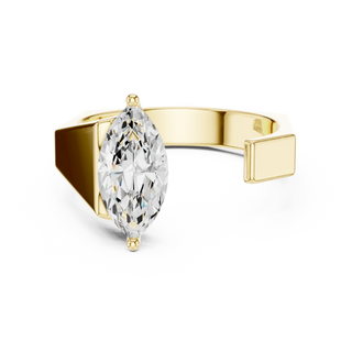 Marquise diamond open signet ring in yellow gold
