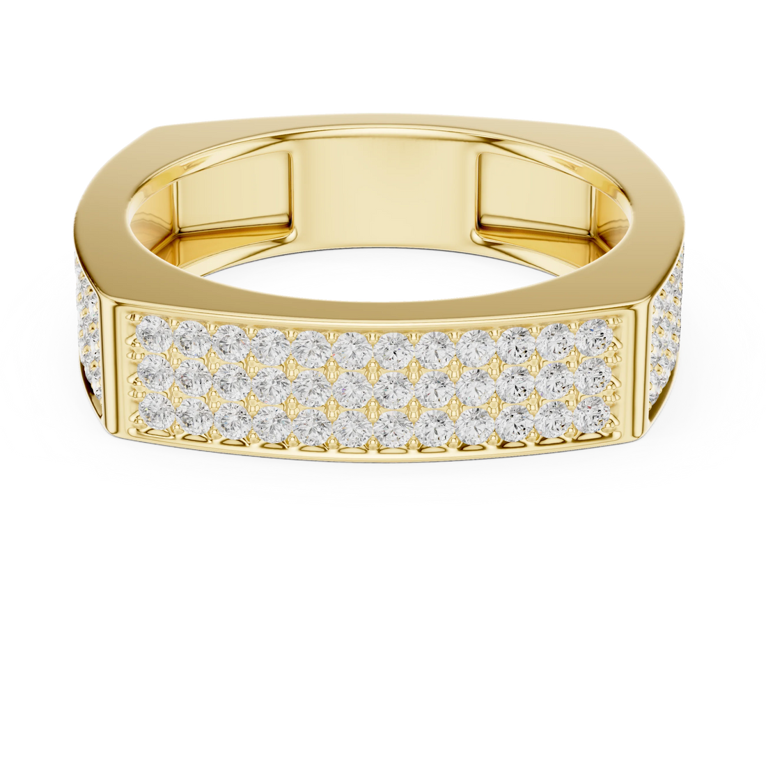 Round Diamond Pave Signet Ring