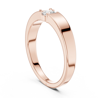 Round diamond solitaire signet ring in rose gold
