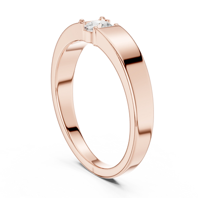 Round diamond solitaire signet ring in rose gold
