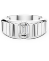 Emerald diamond solitaire signet ring in white gold
