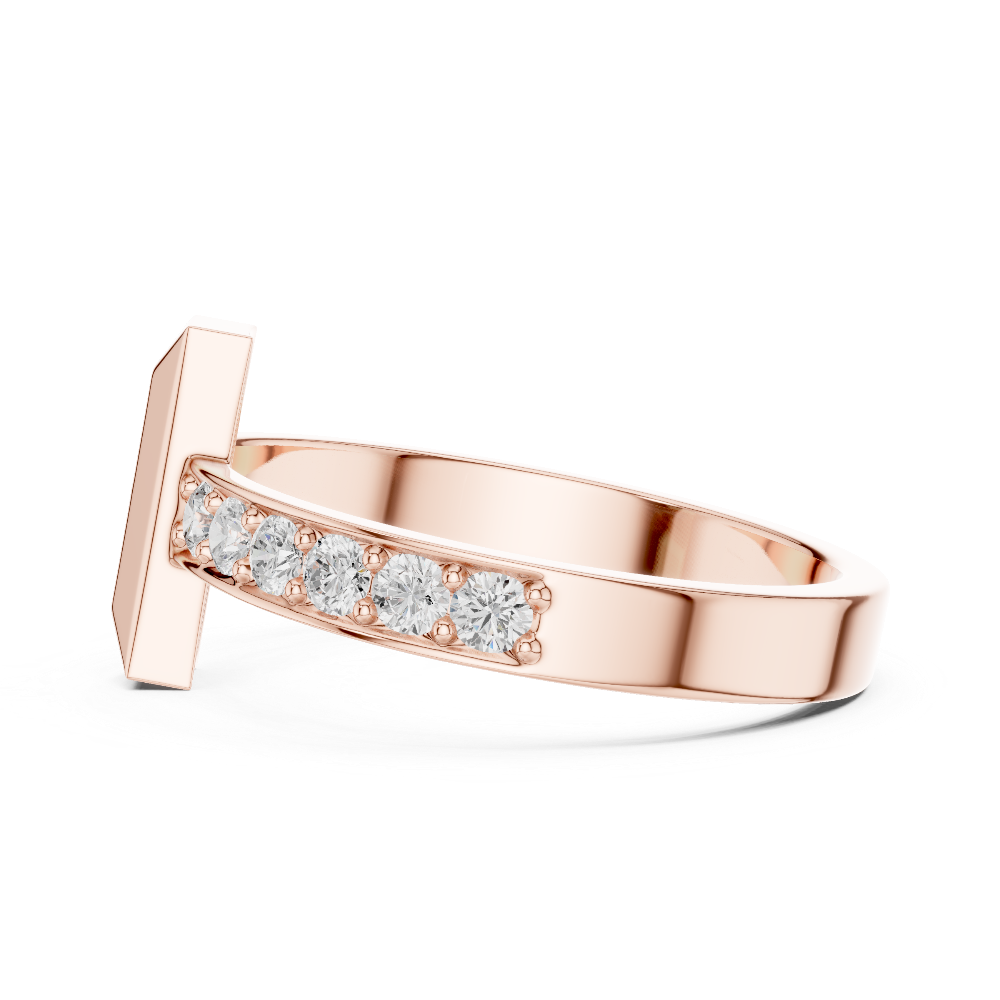 Minimal men’s diamond ring in gold with round lab grown diamonds by Signora Jewels