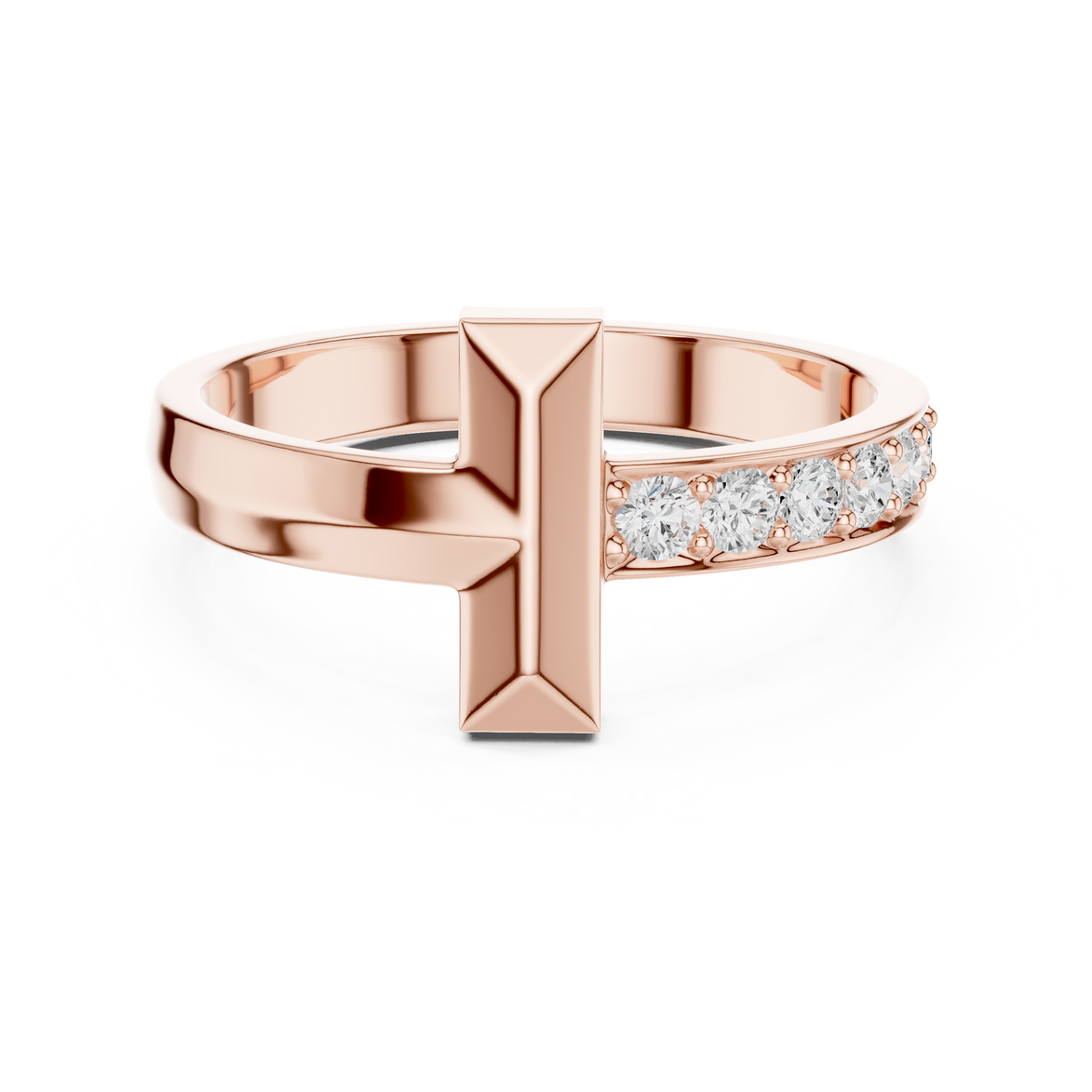 Minimal men’s diamond ring in gold with round lab grown diamonds by Signora Jewels