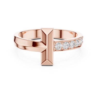 Minimal men’s diamond ring in gold with round lab grown diamonds by Signora Jewels