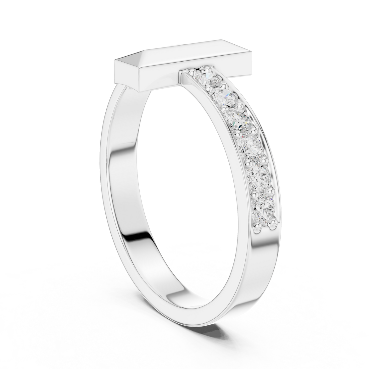 Minimal men’s diamond ring in gold with round lab grown diamonds by Signora Jewels