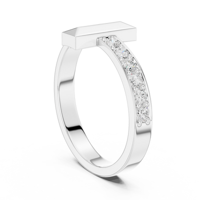 Minimal men’s diamond ring in gold with round lab grown diamonds by Signora Jewels