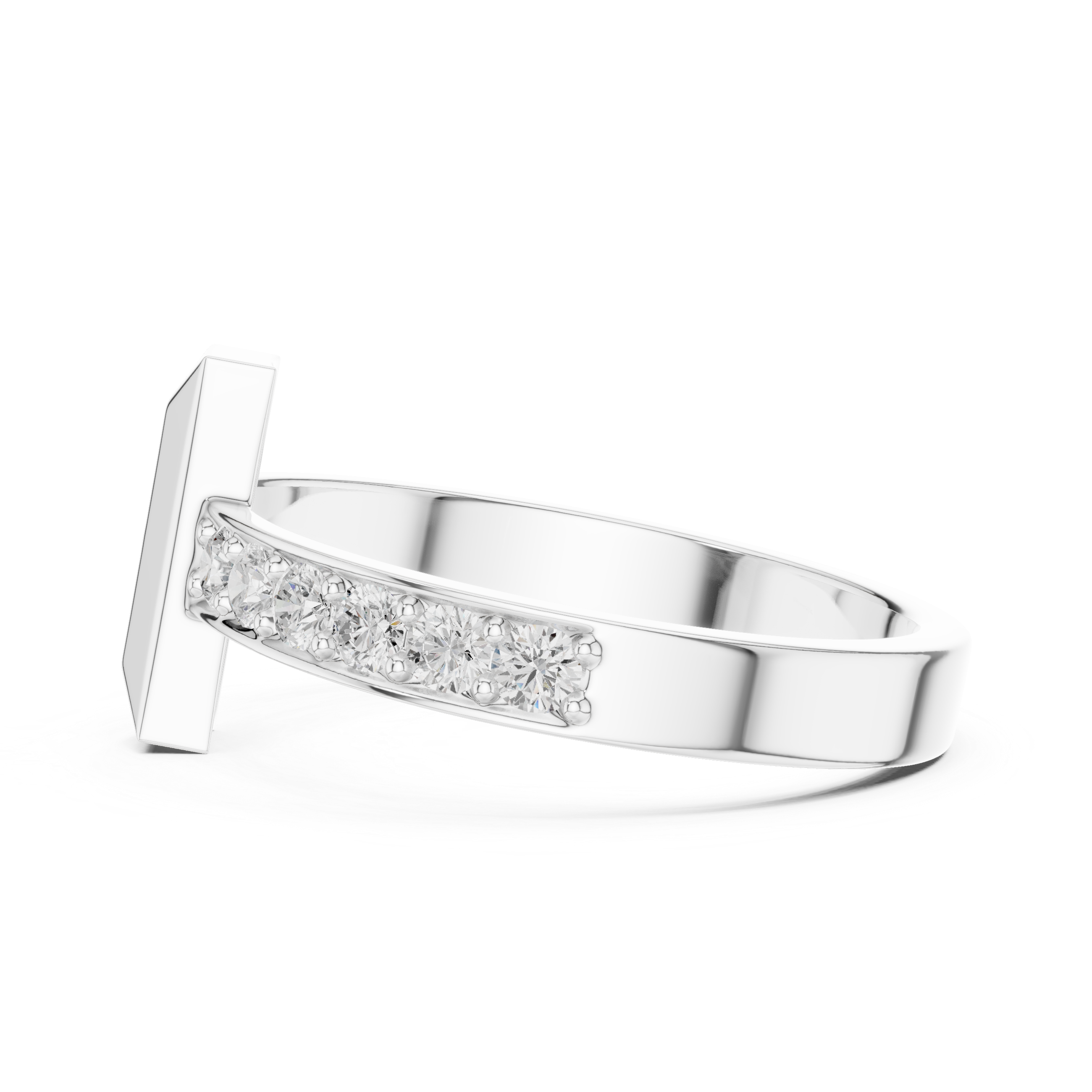 Minimal men’s diamond ring in gold with round lab grown diamonds by Signora Jewels