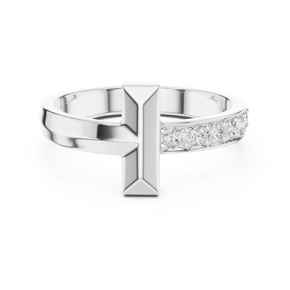 Minimal men’s diamond ring in gold with round lab grown diamonds by Signora Jewels