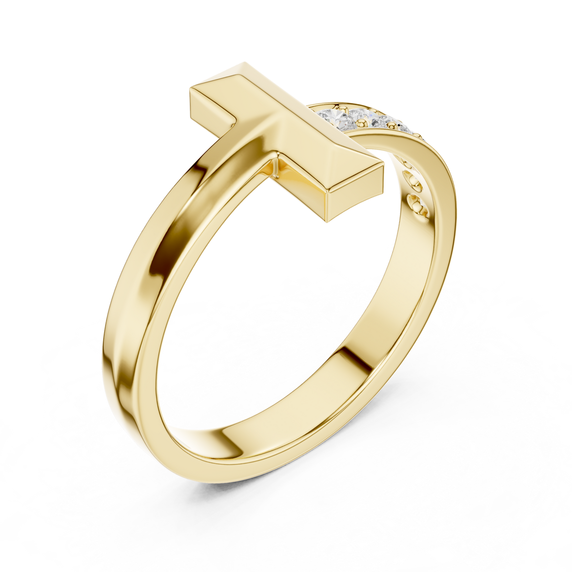 Minimal men’s diamond ring in gold with round lab grown diamonds by Signora Jewels