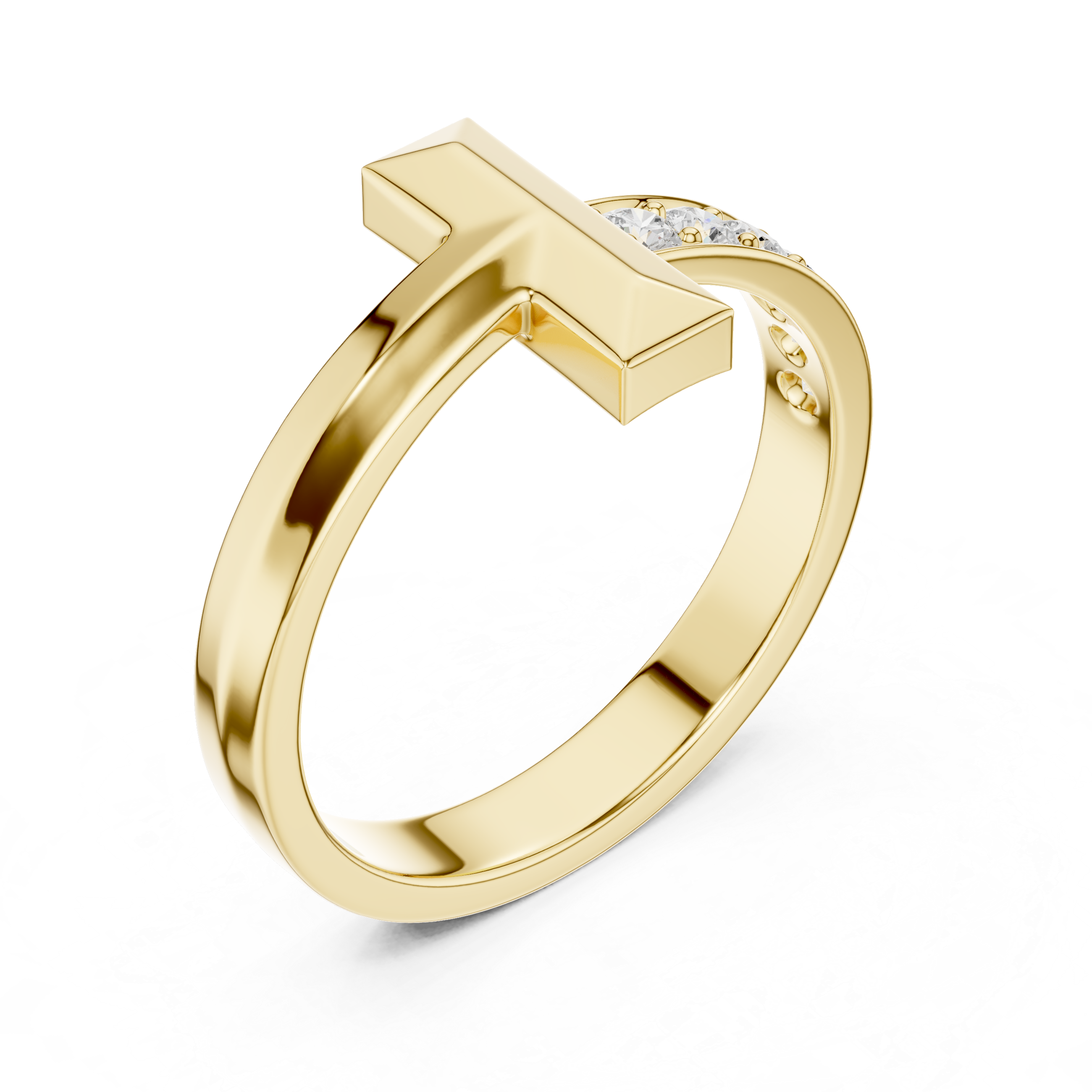 Minimal men’s diamond ring in gold with round lab grown diamonds by Signora Jewels