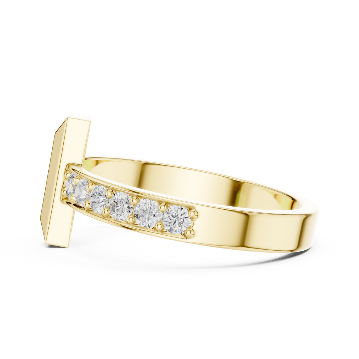 Minimal men’s diamond ring in gold with round lab grown diamonds by Signora Jewels