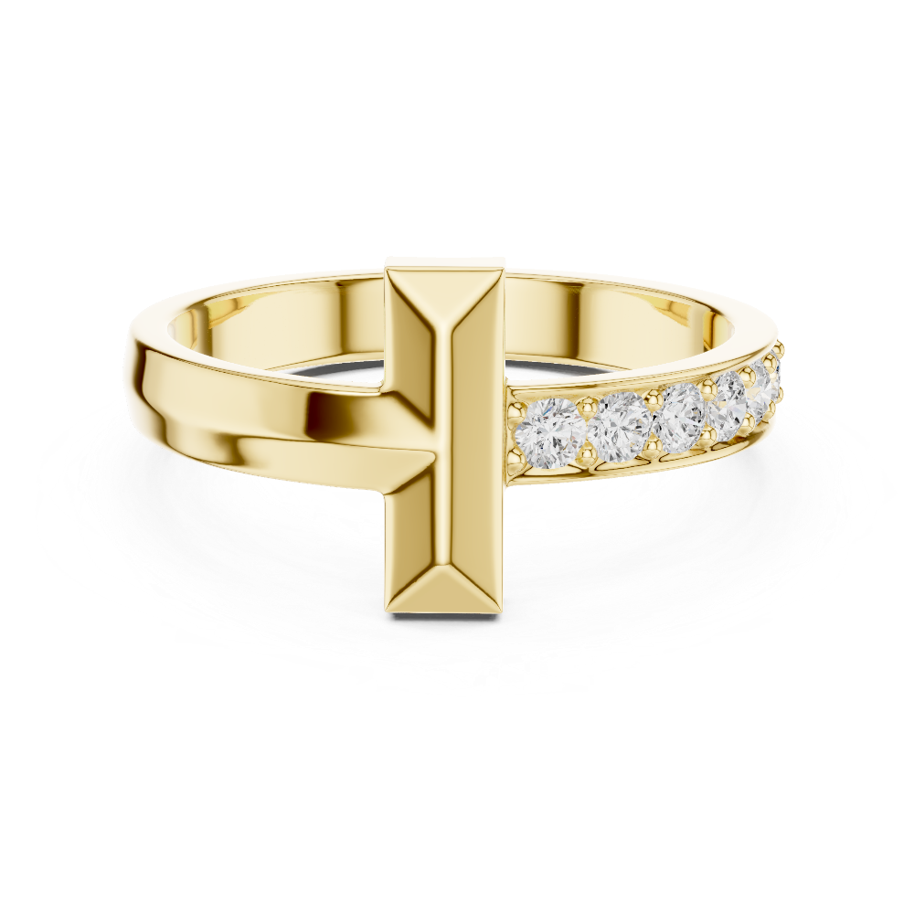 Minimal men’s diamond ring in gold with round lab grown diamonds by Signora Jewels