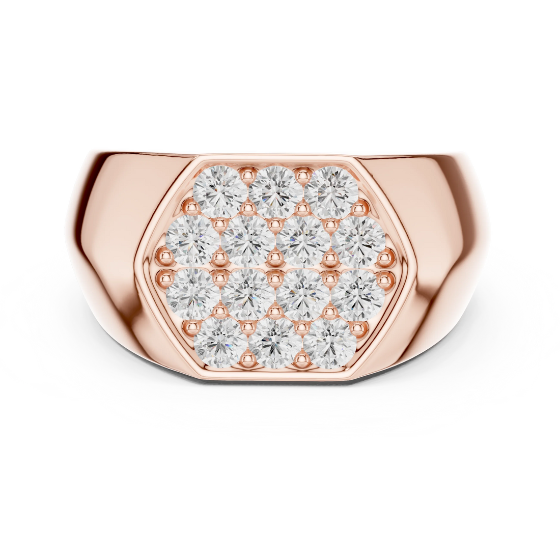 Round Diamond Cluster Signet Ring