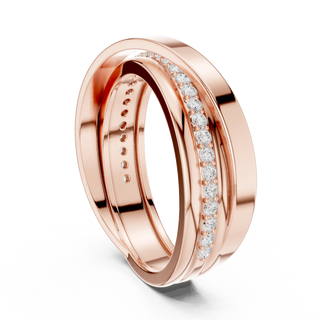 Round diamond crossover band ring in rose gold
