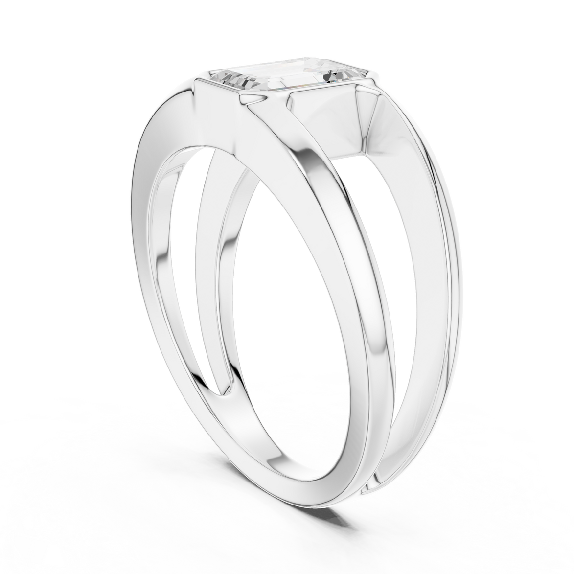 Emerald cut solitaire men ring