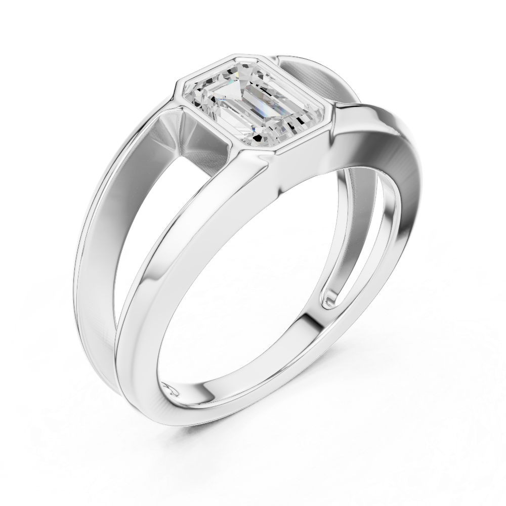 Emerald cut solitaire men ring