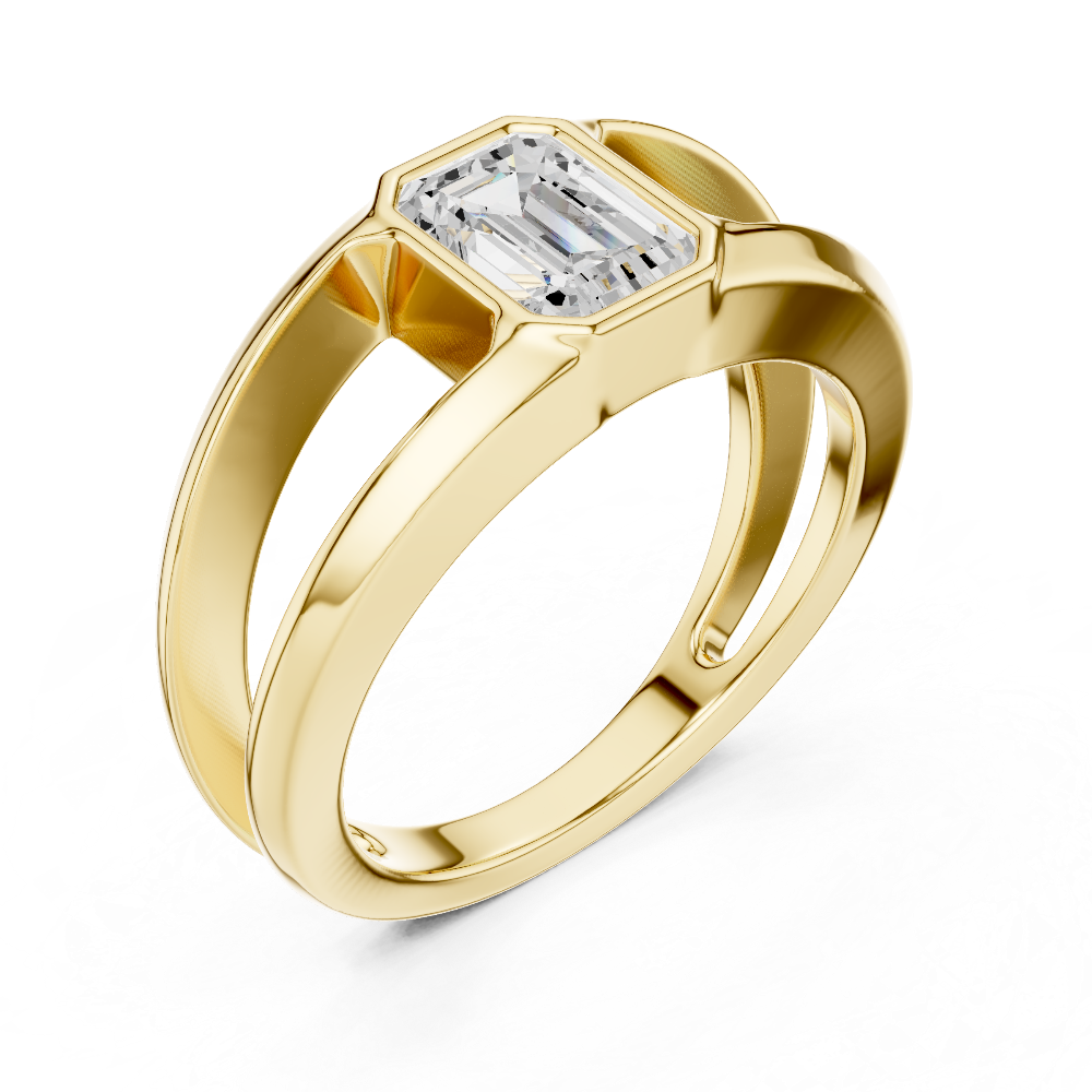 Emerald cut solitaire men ring