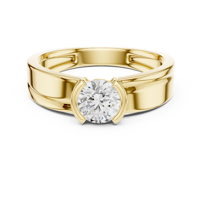 Modern solitaire men ring
