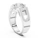Silver ring with a diamond on a white background