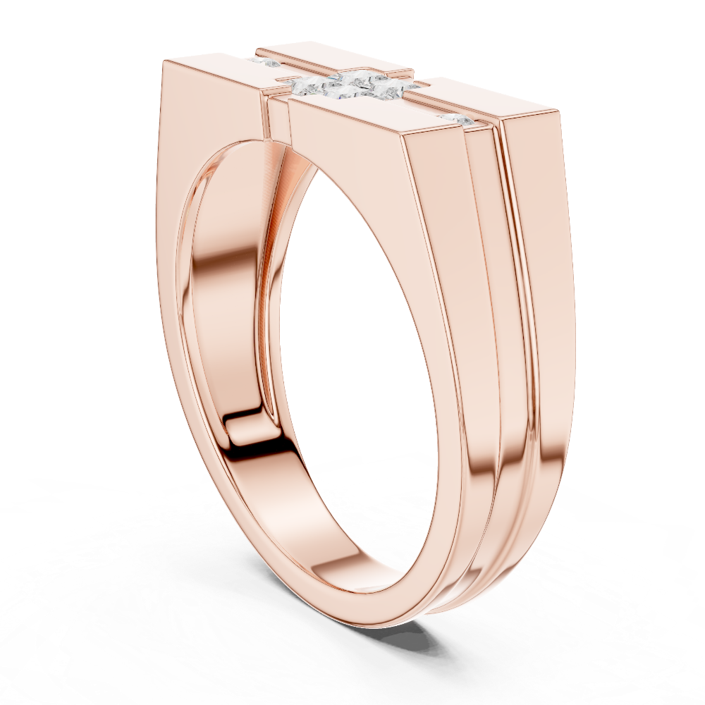 Modern men’s geometric diamond signet ring in gold by Signora Jewels