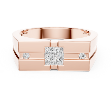 Modern men’s geometric diamond signet ring in gold by Signora Jewels