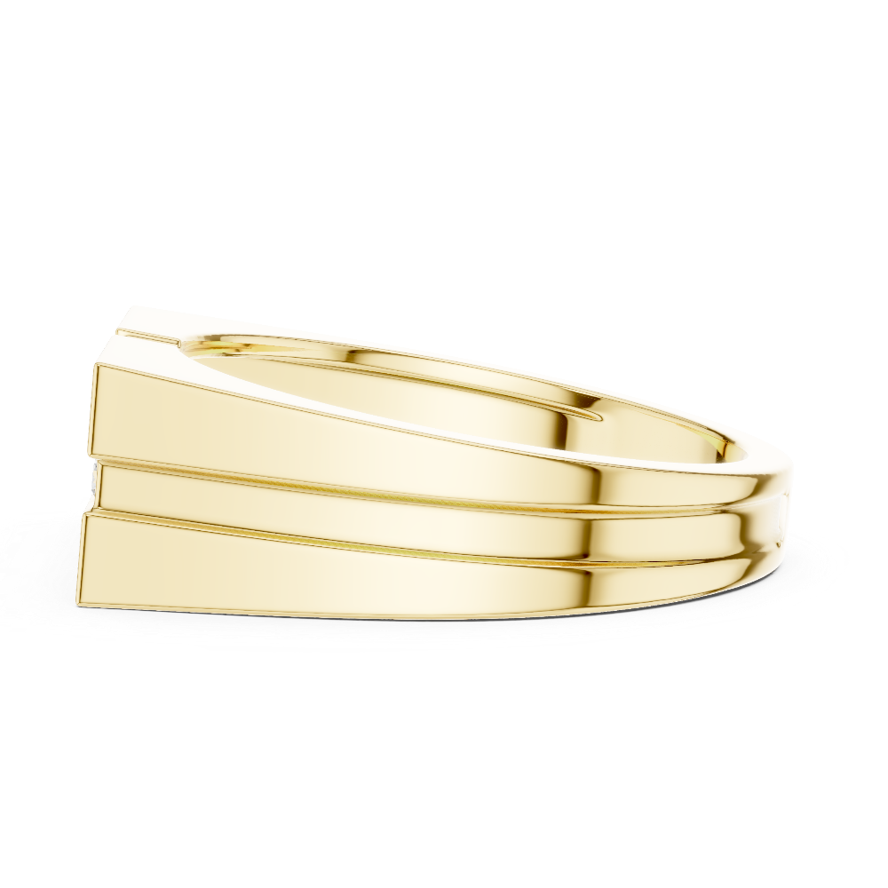 Modern men’s geometric diamond signet ring in gold by Signora Jewels