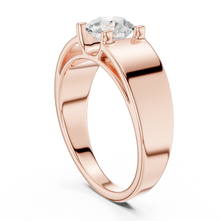 Round lab grown diamond bezel solitaire ring in rose gold