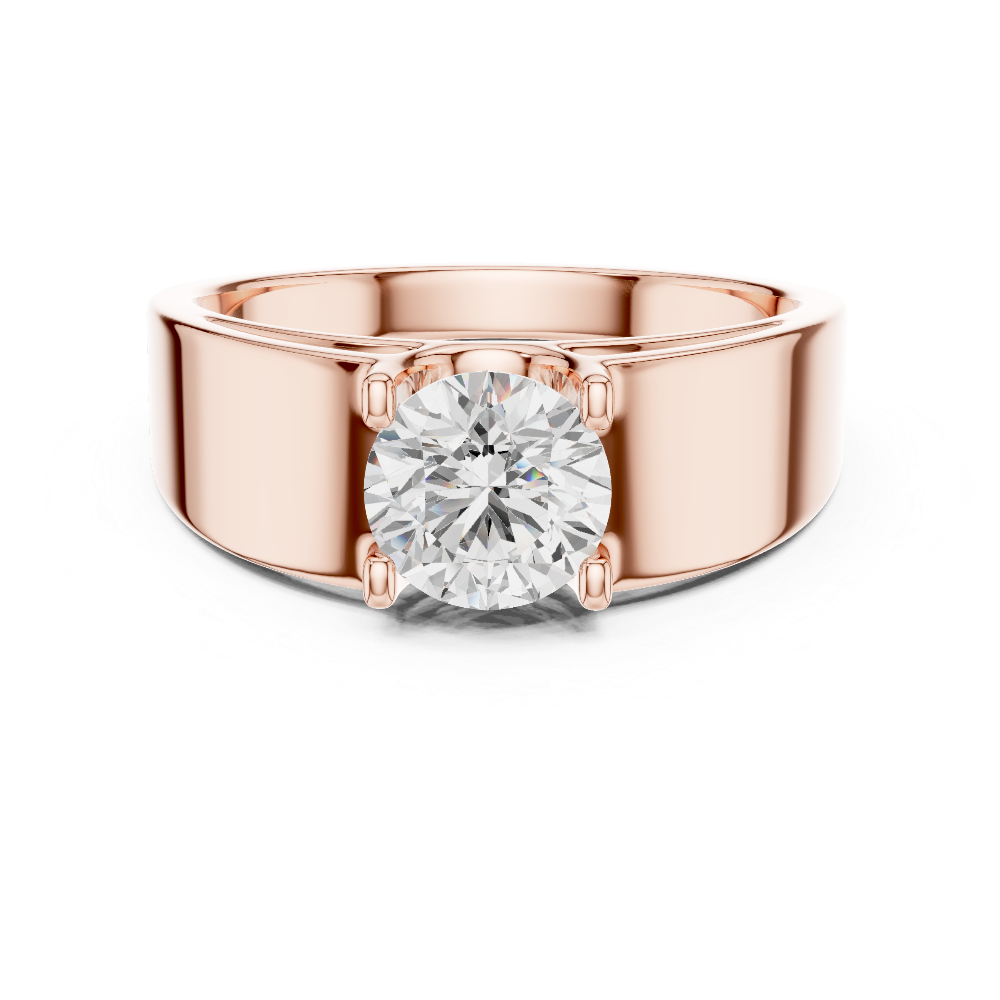 Men’s solitaire diamond ring in gold with round lab grown diamond by Signora Jewels