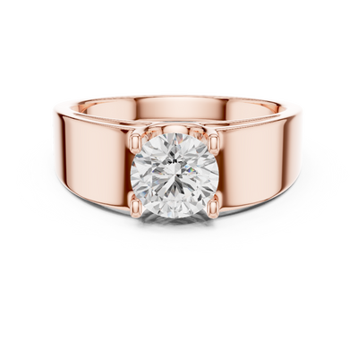 Men’s solitaire diamond ring in gold with round lab grown diamond by Signora Jewels