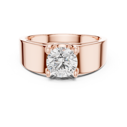 Men’s solitaire diamond ring in gold with round lab grown diamond by Signora Jewels
