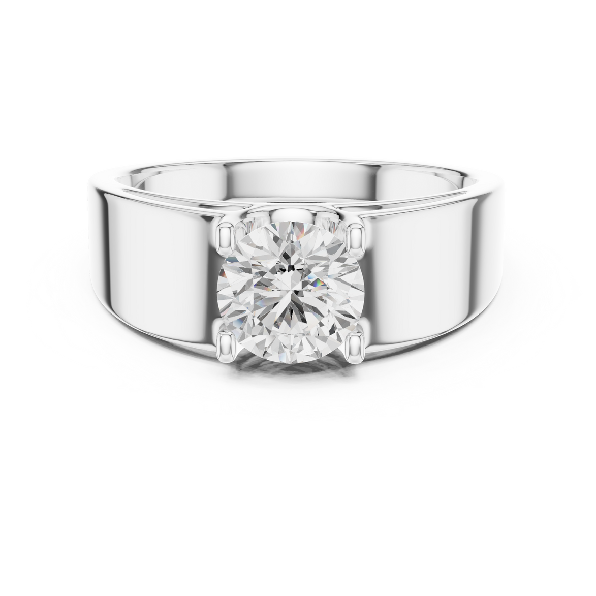 Men’s solitaire diamond ring in gold with round lab grown diamond by Signora Jewels
