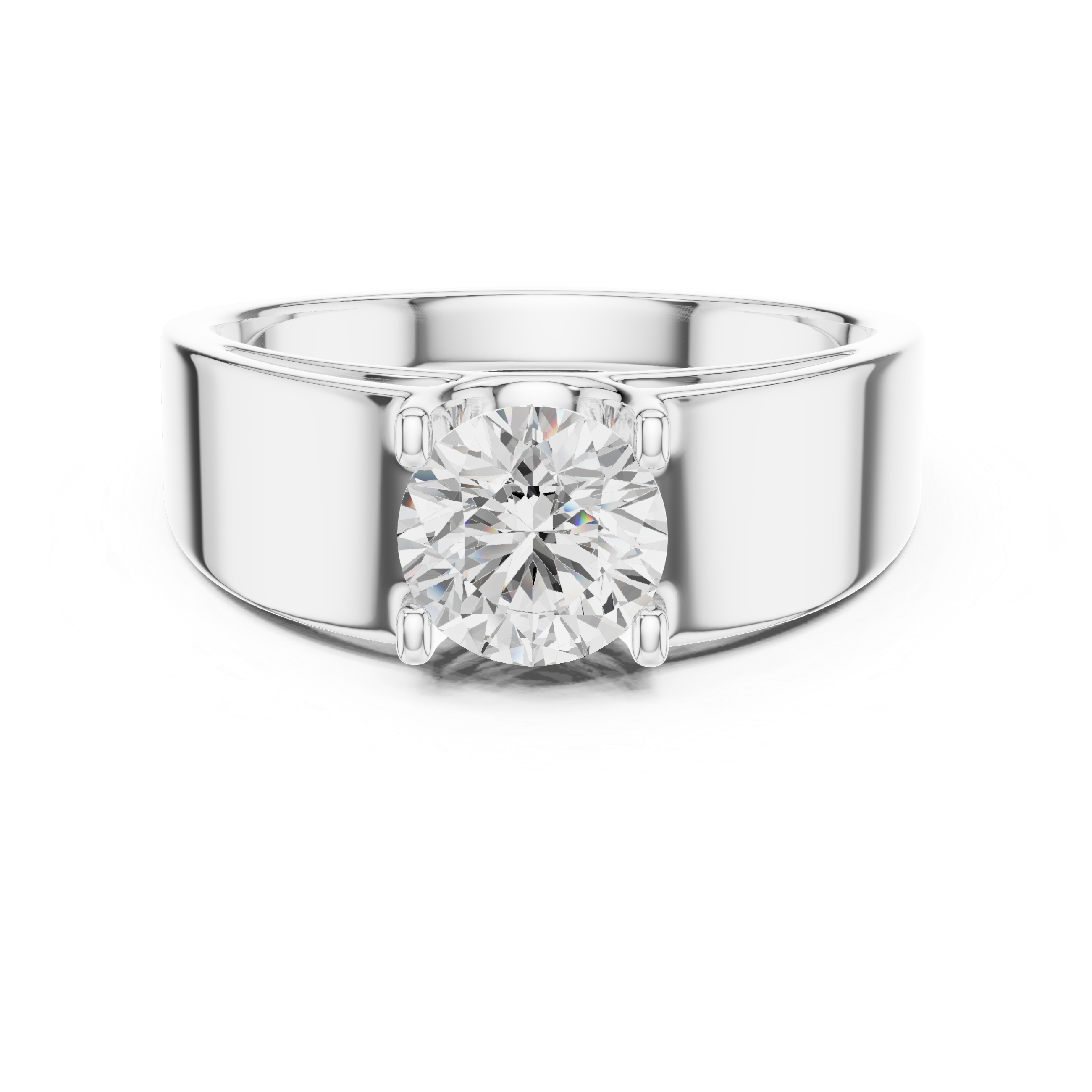 Men’s solitaire diamond ring in gold with round lab grown diamond by Signora Jewels