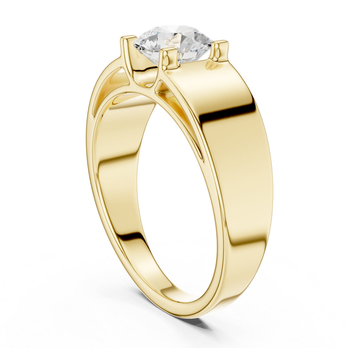 Men’s solitaire diamond ring in gold with round lab grown diamond by Signora Jewels