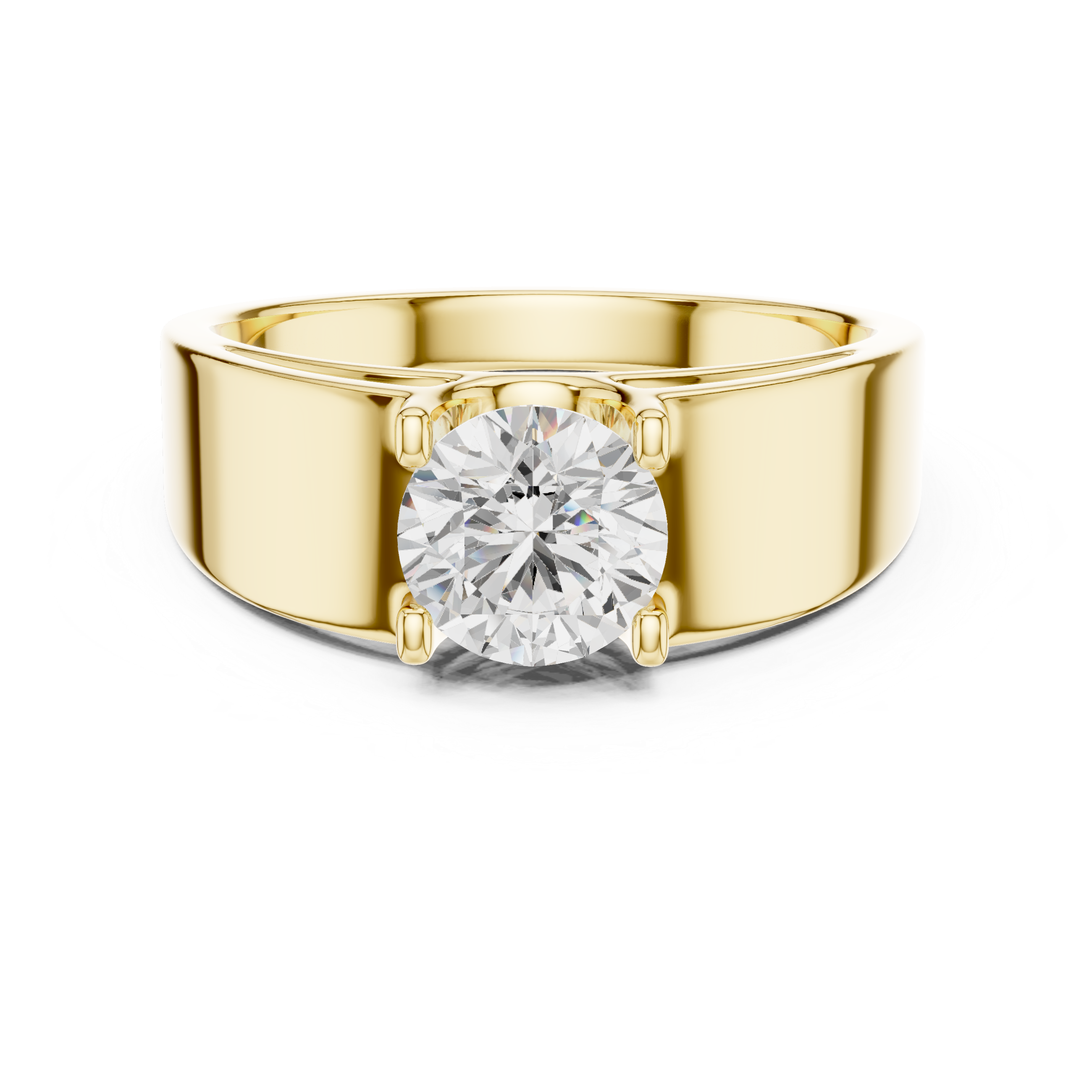 Men’s solitaire diamond ring in gold with round lab grown diamond by Signora Jewels