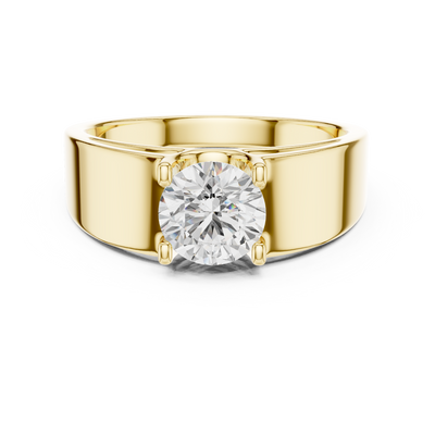 Round lab grown diamond bezel solitaire ring in yellow gold