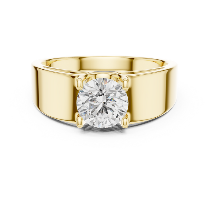 Men’s solitaire diamond ring in gold with round lab grown diamond by Signora Jewels