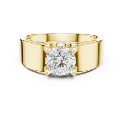 Men’s solitaire diamond ring in gold with round lab grown diamond by Signora Jewels