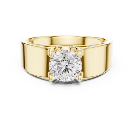Men’s solitaire diamond ring in gold with round lab grown diamond by Signora Jewels