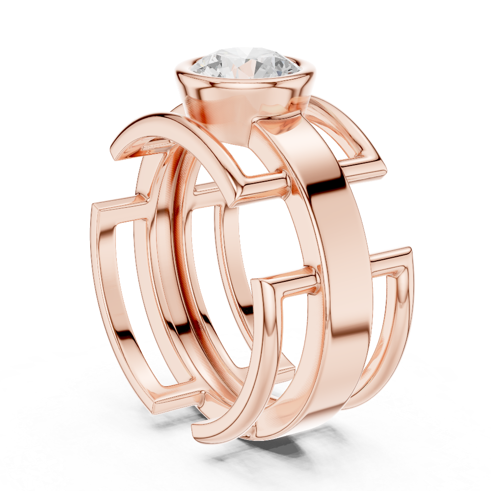 Men’s bezel diamond ring in gold with round lab grown diamond by Signora Jewels
