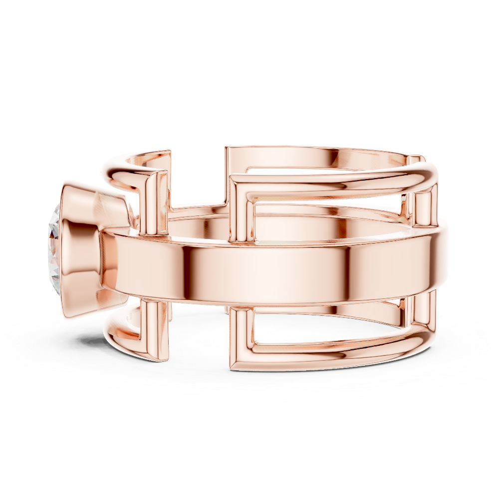 Men’s bezel diamond ring in gold with round lab grown diamond by Signora Jewels