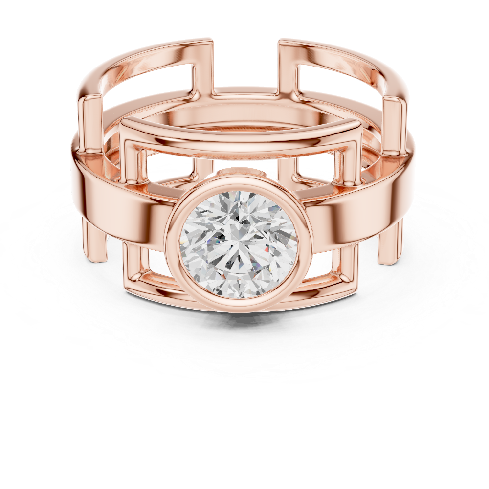 Men’s bezel diamond ring in gold with round lab grown diamond by Signora Jewels