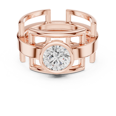 Men’s bezel diamond ring in gold with round lab grown diamond by Signora Jewels