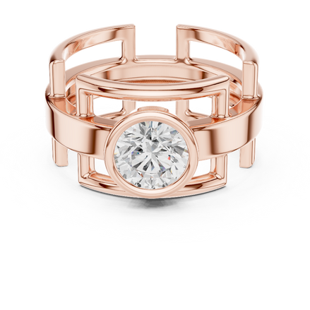 Men’s bezel diamond ring in gold with round lab grown diamond by Signora Jewels