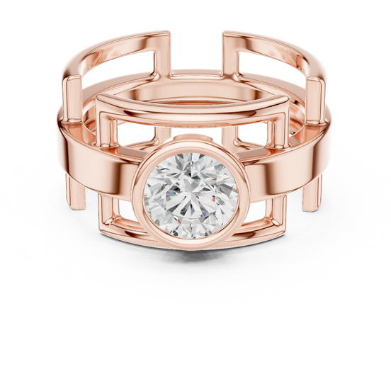 Men’s bezel diamond ring in gold with round lab grown diamond by Signora Jewels