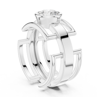 Round lab grown diamond bezel solitaire ring in white gold